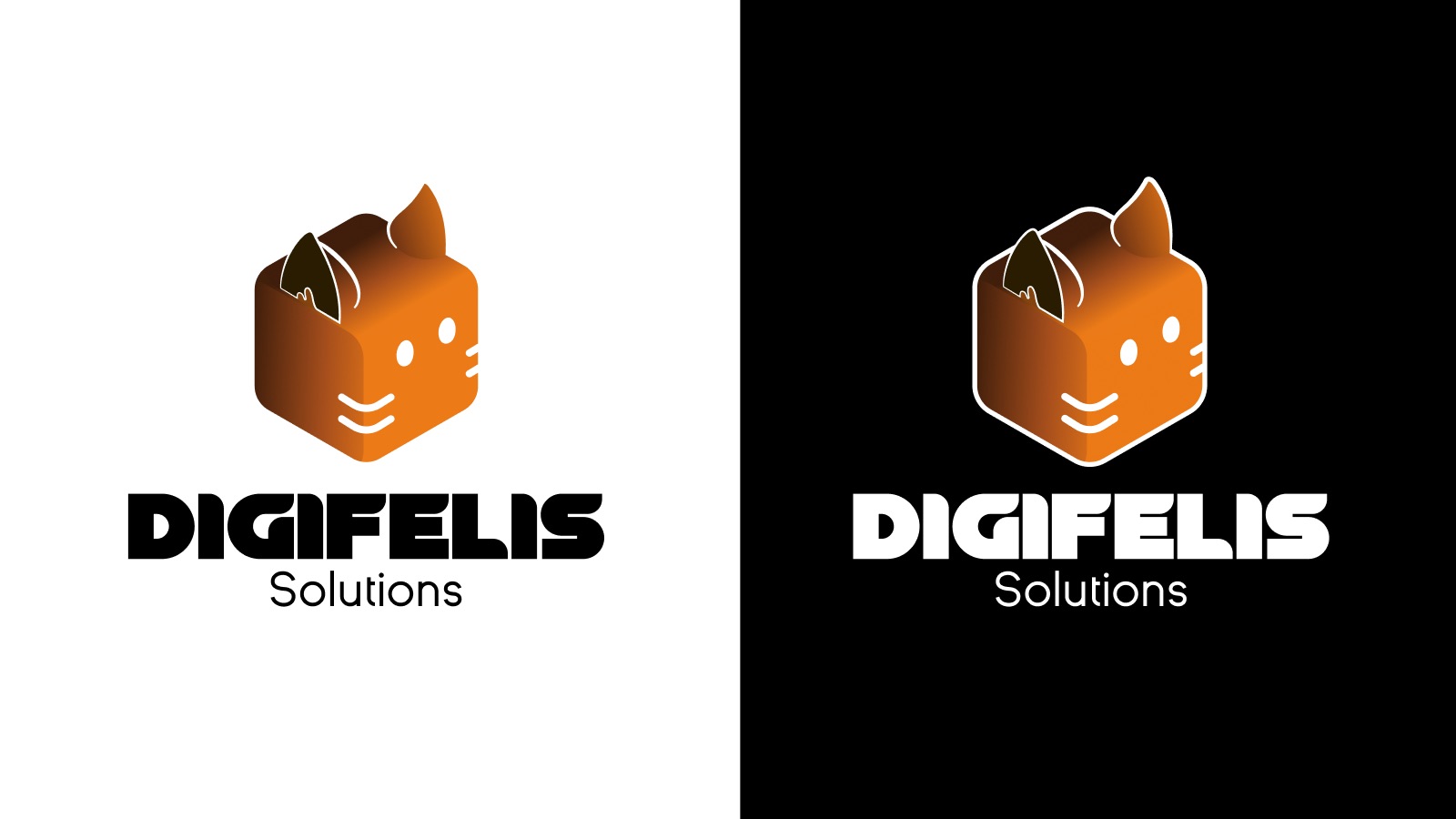 Digifelis logo lockup on white and black